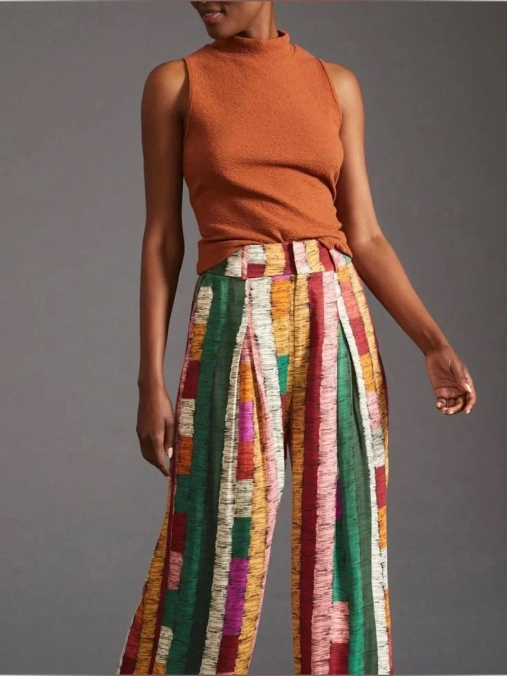 Anthropologie Farm Rio Multicolor Printed Wide Leg Trouser Pants